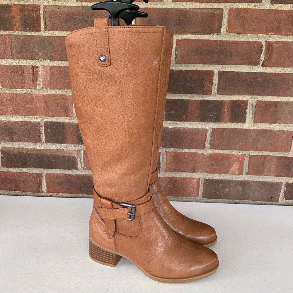 Naturalizer Kim Brown Leather Block Heel Knee High Boots Women's Size US 6 M